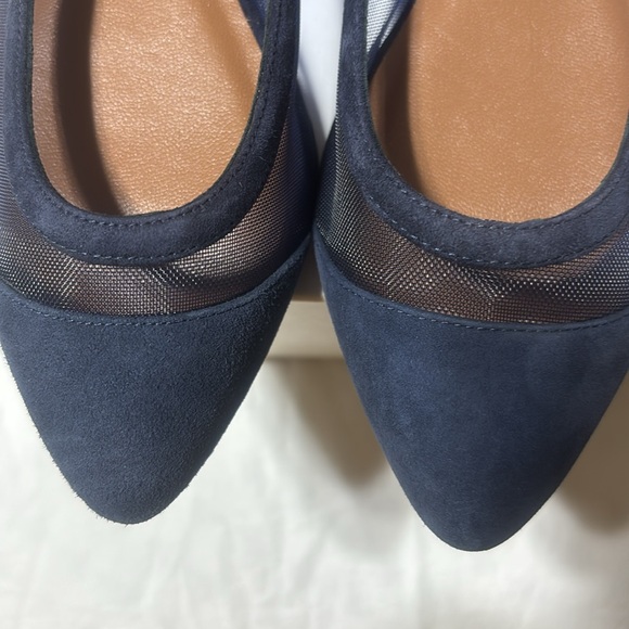 Margaux suede leather and mesh navy blue Women's Blue Flats. Handmade in Spain. - Picture 2 of 9